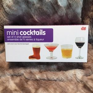 Mini Cocktails Set of 4 Shot Glasses Wine Boot Martini NEW